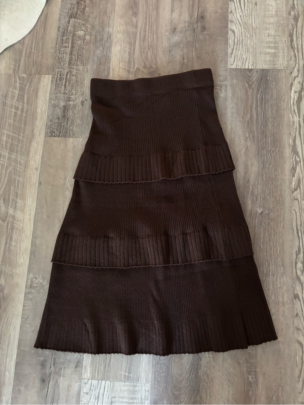 Brown Ribbed Knit Women's Skirt